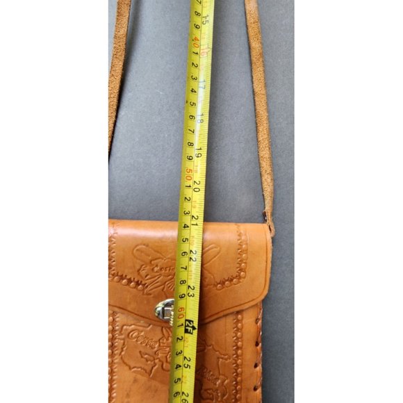 Tooled Costa Rica Coin Purse Passport Pouch Small Shoulder Leather Bag Souvenir - Picture 12 of 14